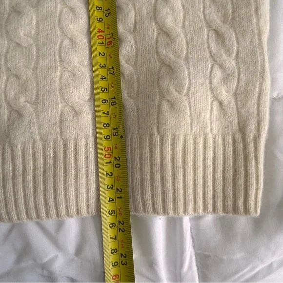 Ralph Lauren Cream Cable Knit Crewneck Sweater Women’s Large Wool Cashmere Blend - Picture 9 of 10